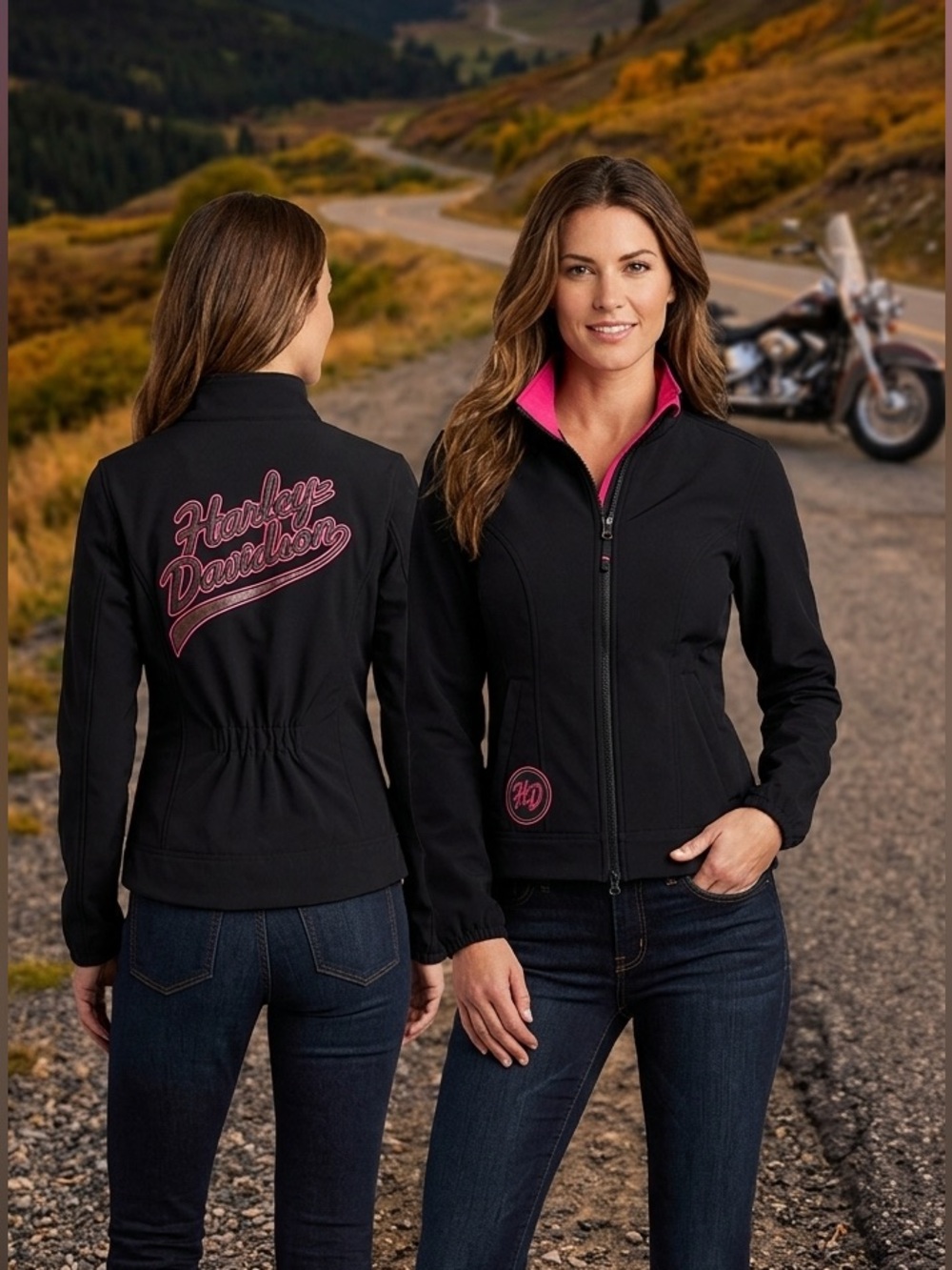Harley-Davidson Pink Label Soft Shell Jacket Black Small Thumbhole